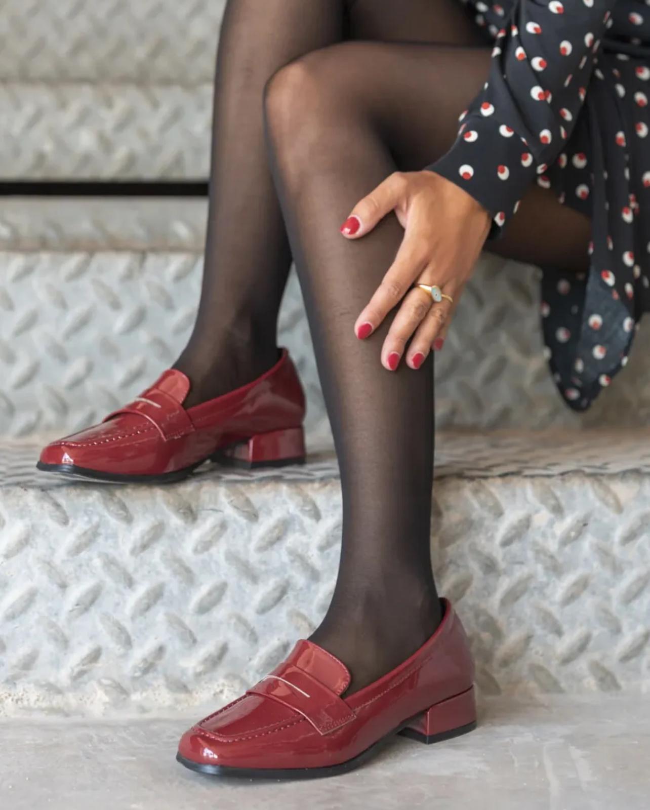 Mocassin rouge vernis on sale