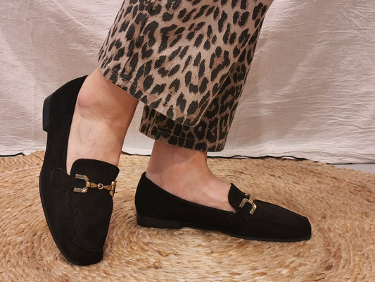 Mocassin noir souple effet nubuck