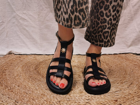 Sandales Noires Gladiator