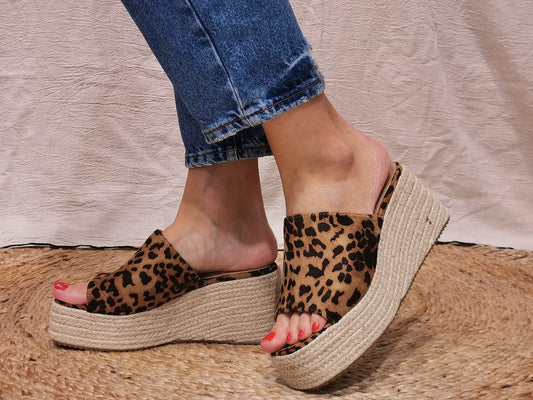 Sabot léopard compensé corde