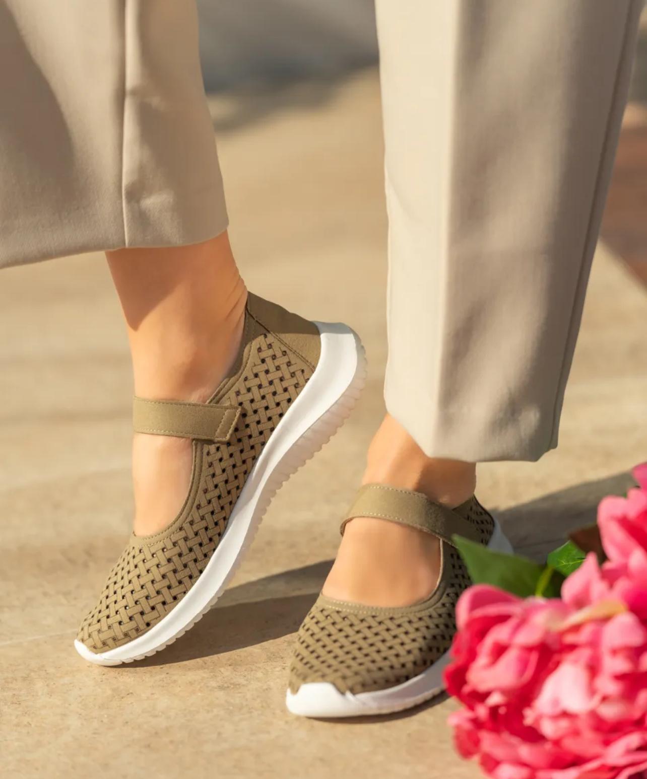 Basket souple beige kaki