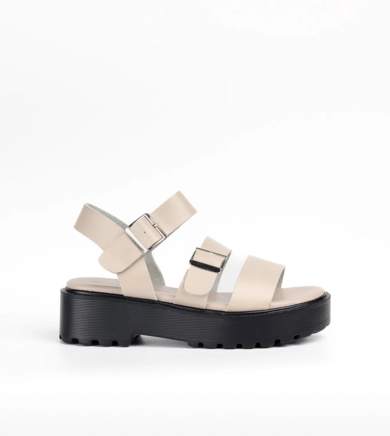 Sandales noires beiges