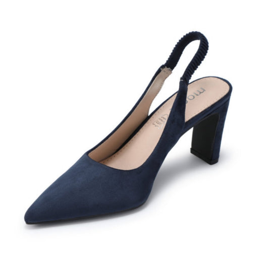 Chaussure bout fermé bride arrière nubuck bleu
