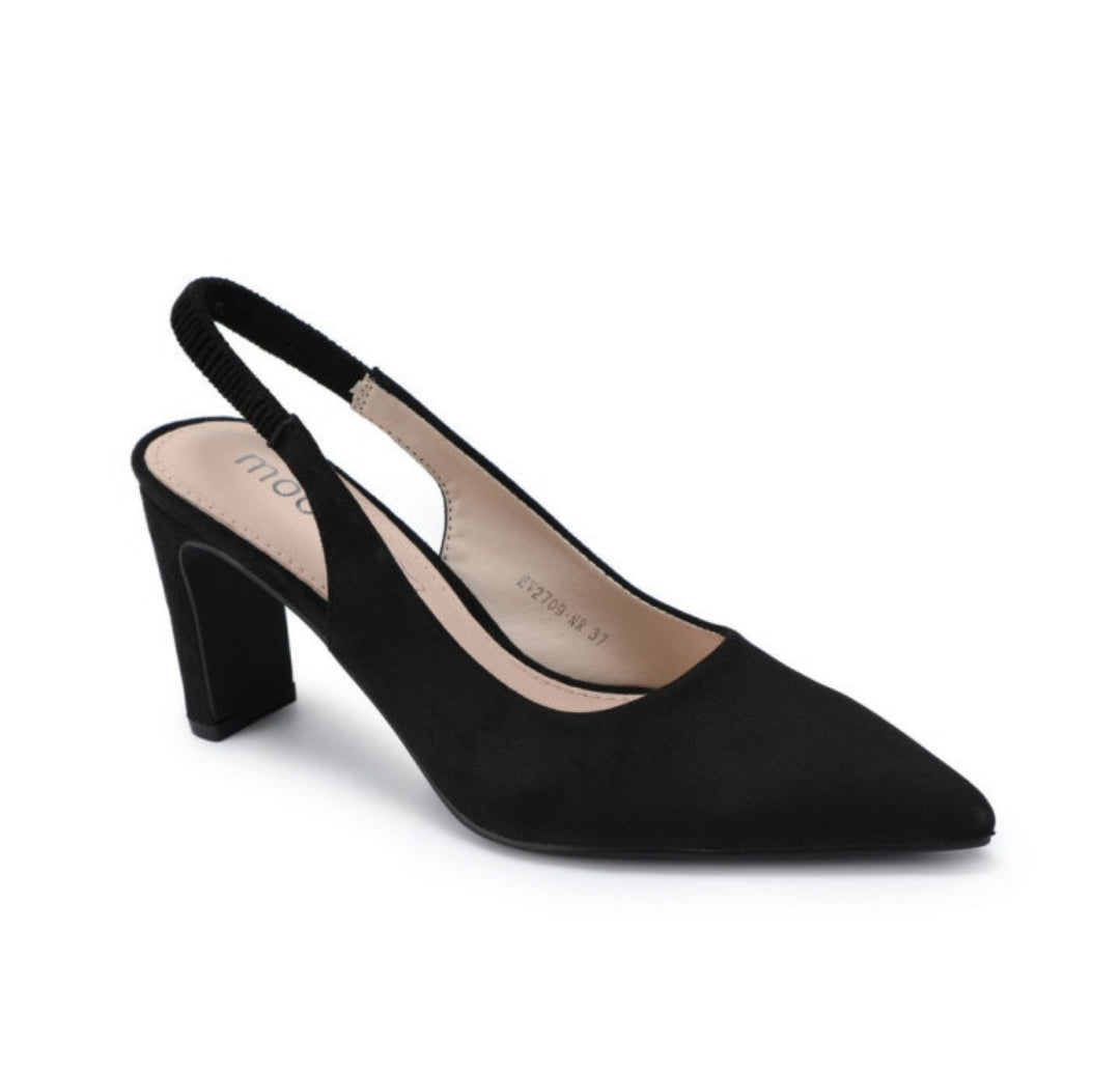 Chaussure bout fermé bride arrière nubuck noir