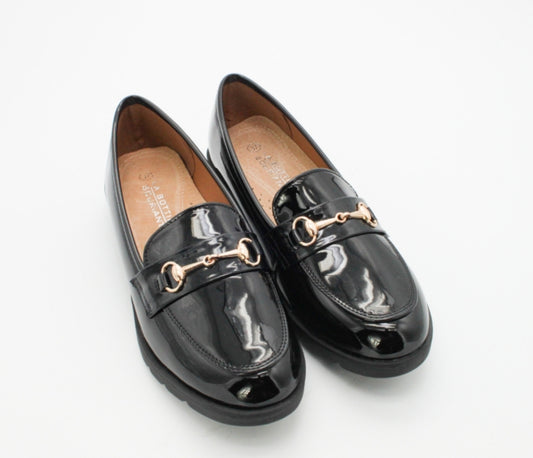 Mocassins vernis noir semelle sport