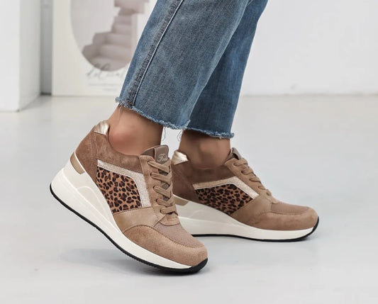 Sneakers compensées camel