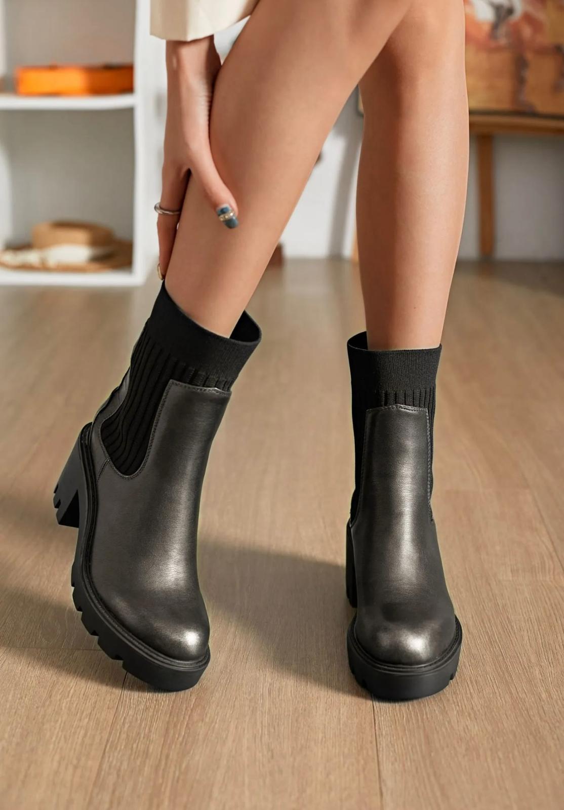 Bottines élastique gris foncé