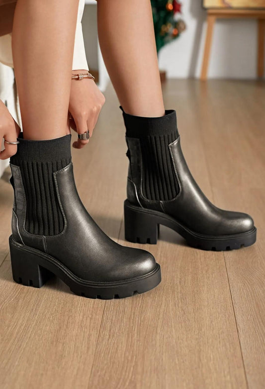 Bottines élastique gris foncé