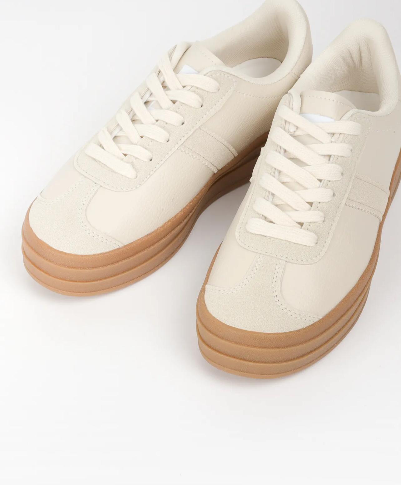 Sneakers  compensées beige