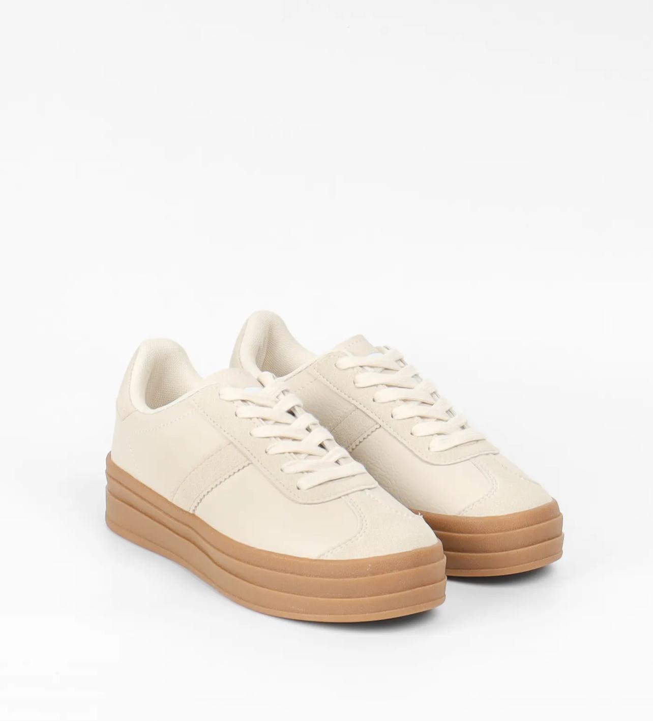 Sneakers  compensées beige