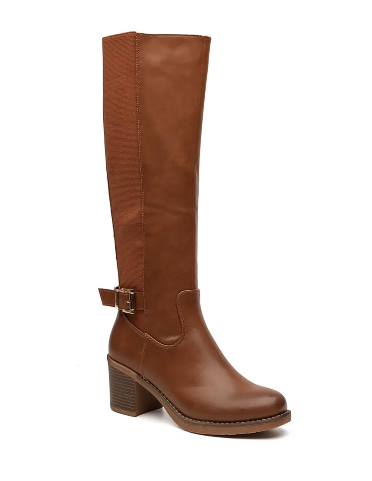 Botte camel cavalière talon