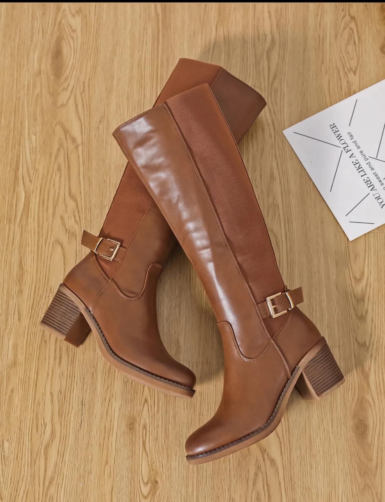 Botte camel cavalière talon