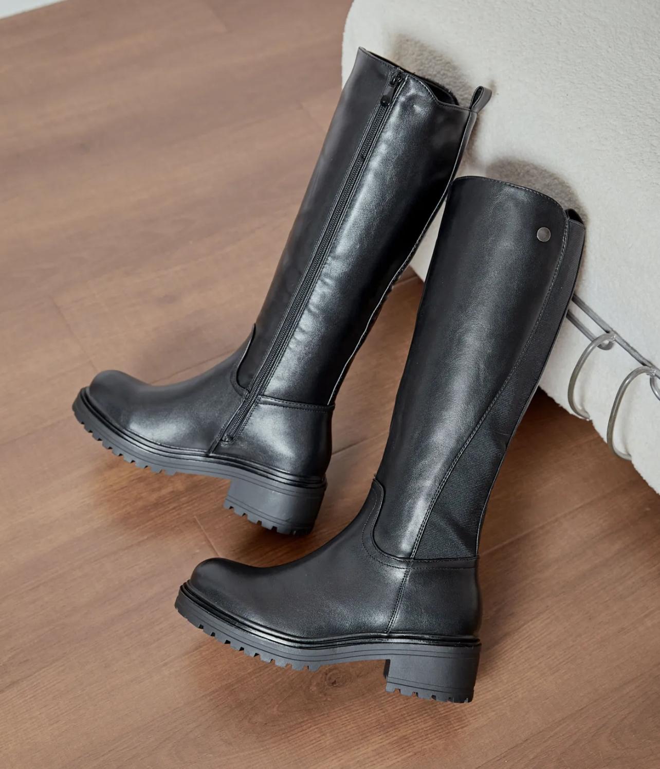 Bottes noires cavalières élastiques