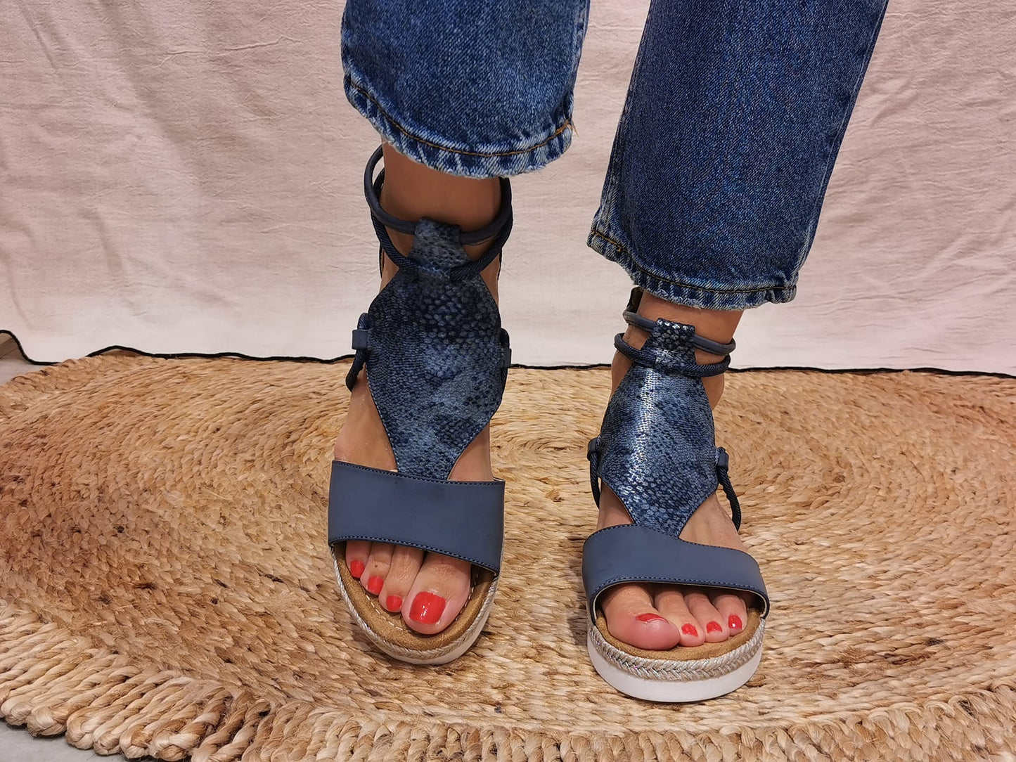 Sandales compensées bleues